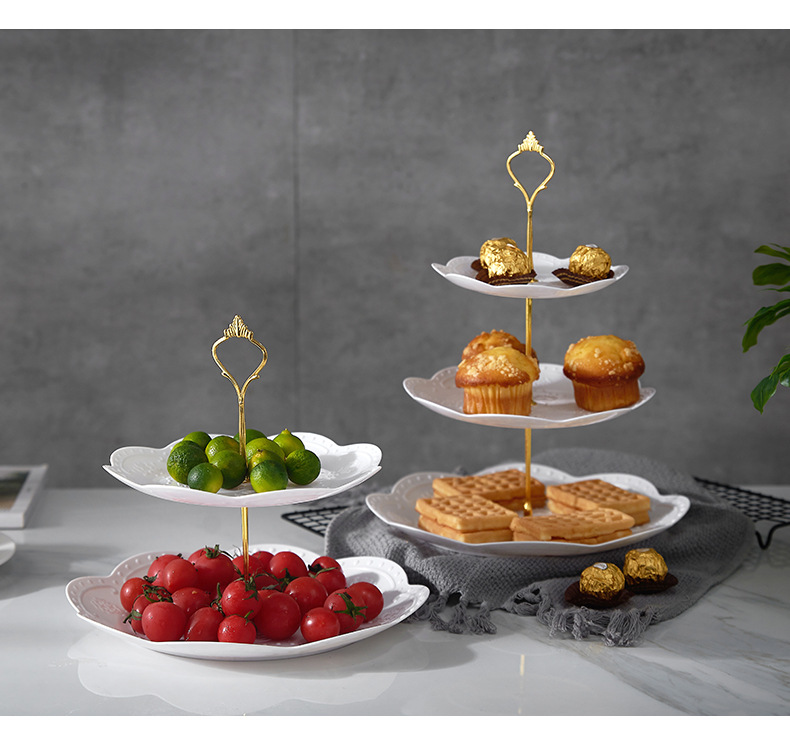 European threelayer fruit tray dry fruit tray afternoon refreshment tray dessert table multilayer cake stand cake table