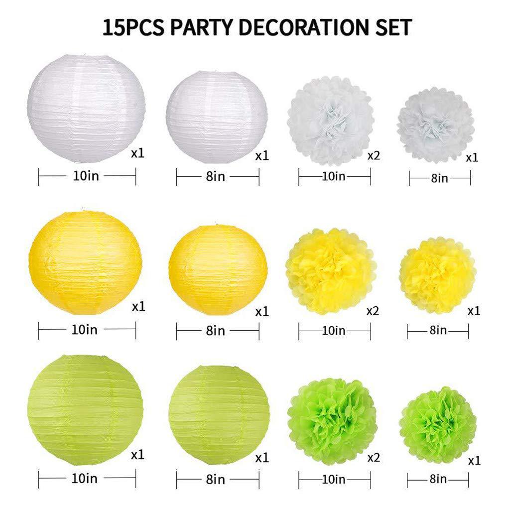 15PCs Pack Paper Flower Ball Chinese Lantern Set Birthday Party Wedding Decoration Background Layout