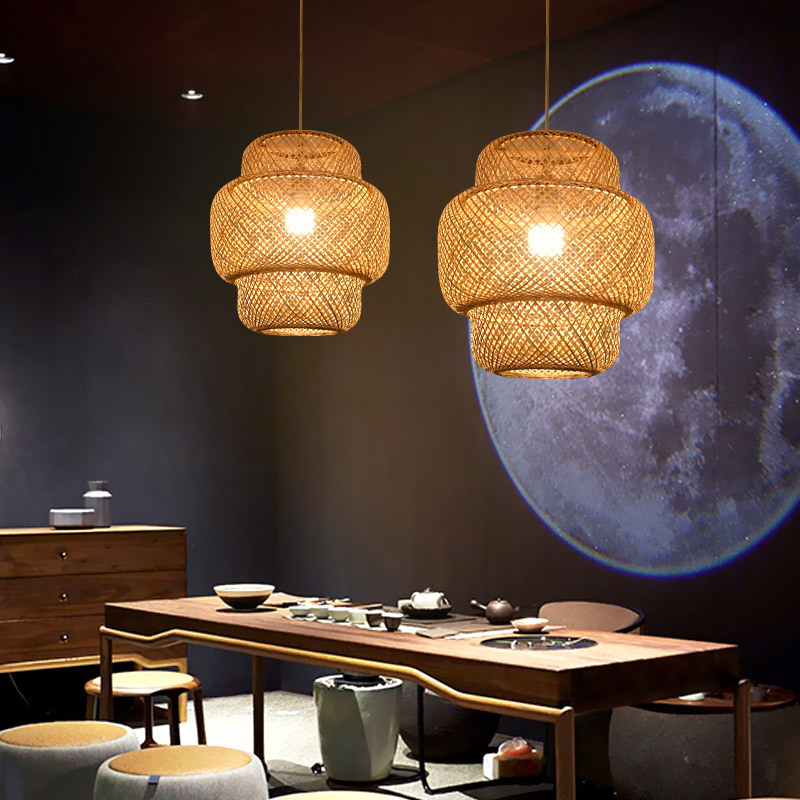 Chinese Style Bamboo Chandelier Creative Lantern Hot Pot Restaurant Restaurant Hotel Tea House B &amp; B Lamp Japanese Style Personality Bamboo Artwork Lamps