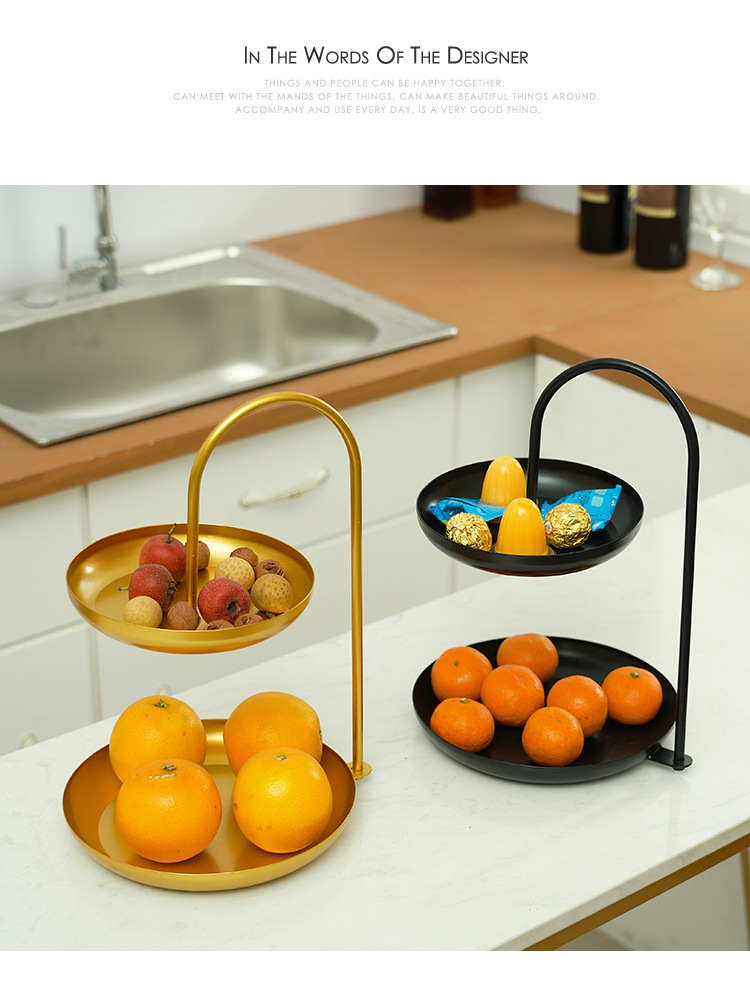 Modern Living Room Fruit Plate Home Double Deck Fruit Plate Creative Iron Multi-Layer Dried Fruit Tray Storage Basket Candy Plate Modern Living Room Fruit Plate Home Double Deck Fruit Plate Creative Iron Multi-Layer Dried Fruit Tray Storage Basket Candy Plate