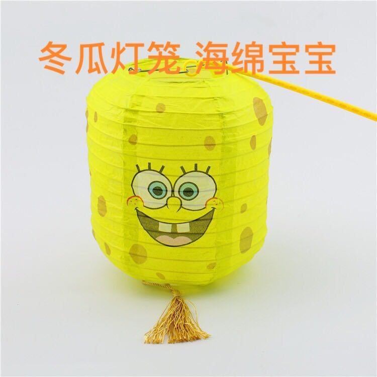 Night Market Cartoon Lantern Mid-Autumn Festival Portable Festive Lantern Children&#039;s Folding Light Luminous Toy Paper Ornament Chinese Lantern Atmosphere Color