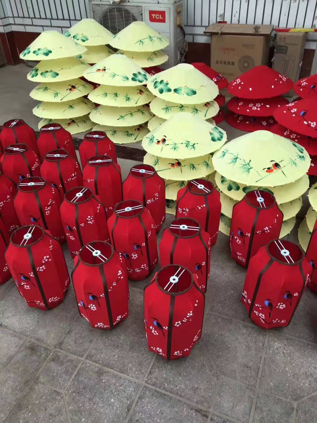 New Chinese Fabric Hand Painting Olive Chandelier Creative Restaurant Hot Pot Restaurant Red Lantern Chandelier Antique GD Lamps