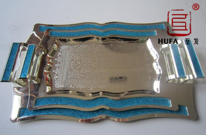decorative serving tray cooper tray stainless steel kitchenware fruit tray three-piece set plate
