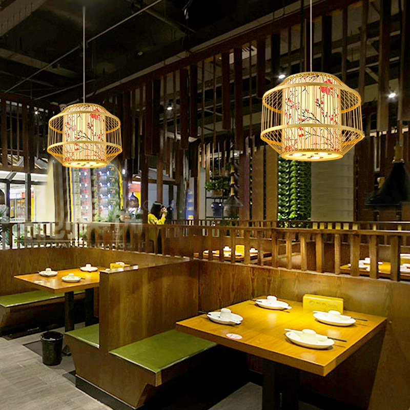 Bamboo Woven Bamboo Artwork Lantern Zen Chinese Restaurant Private Room Hot Pot Restaurant Restaurant Stall Bed &amp; Breakfast Japanese Tea Room Chandelier