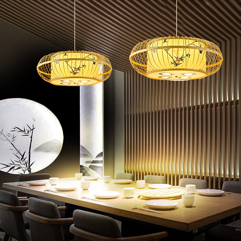 Bamboo Woven Bamboo Artwork Lantern Zen Chinese Restaurant Private Room Hot Pot Restaurant Restaurant Stall Bed &amp; Breakfast Japanese Tea Room Chandelier