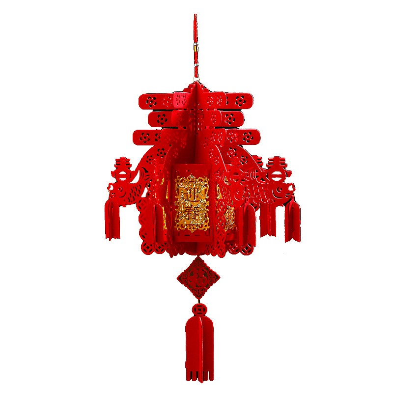 Wholesale New Chinese New Year Decoration Flocking Felt Non-Woven Lantern New Year Supplies New Year&#039;s Day Fu Character GD