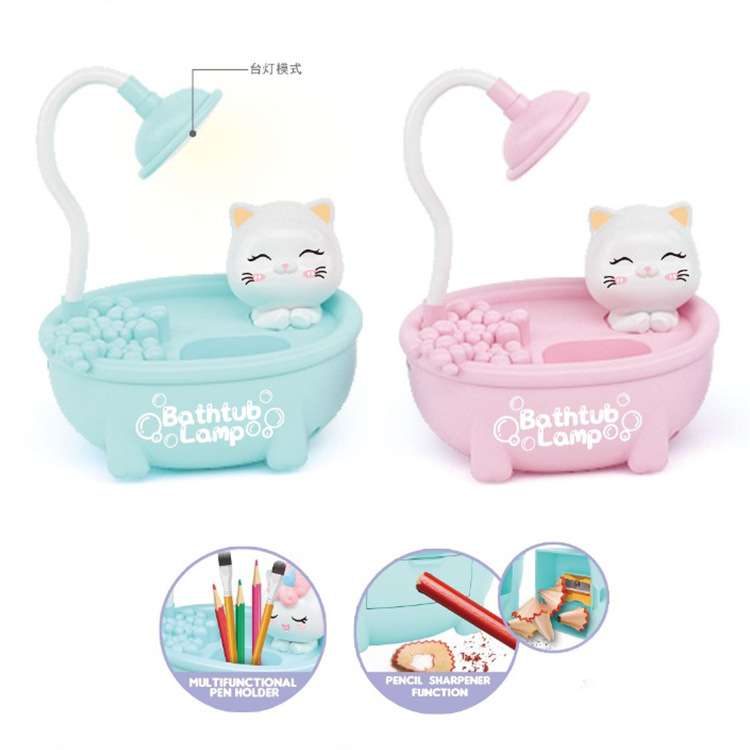Cartoon Bathtub Led Desk Lamp USB Rechargeable Desk Bedside Lamp Student Children Reading Adjustable Folding Portable