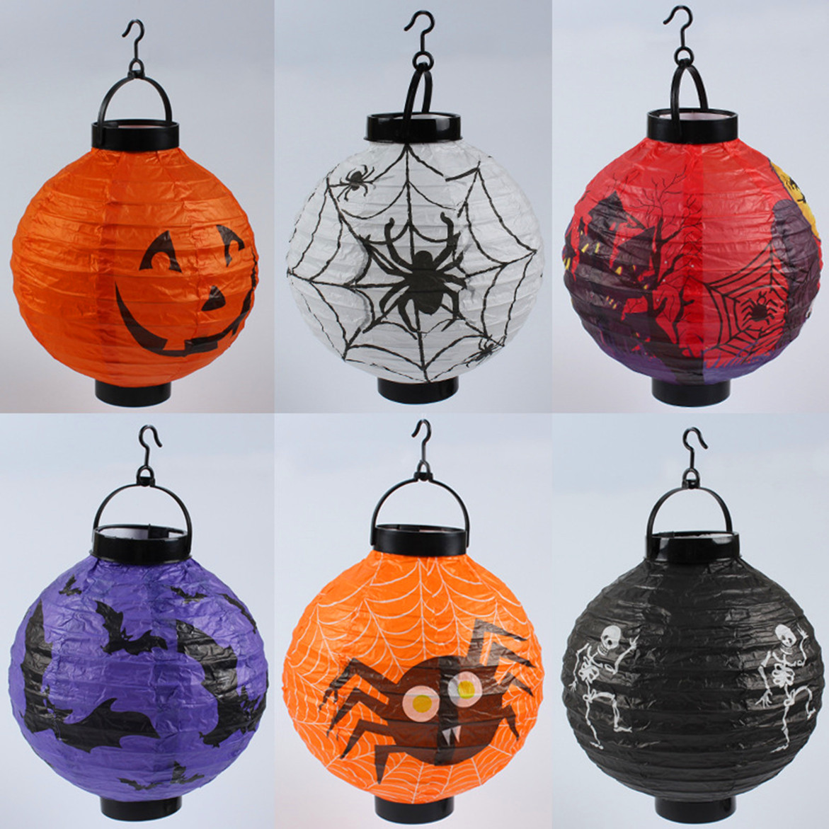 Halloween Pumpkin Chinese Lantern Ghost Festival Haunted House Venue Layout Props Portable Lamp Hanging Luminous Lantern Pendant