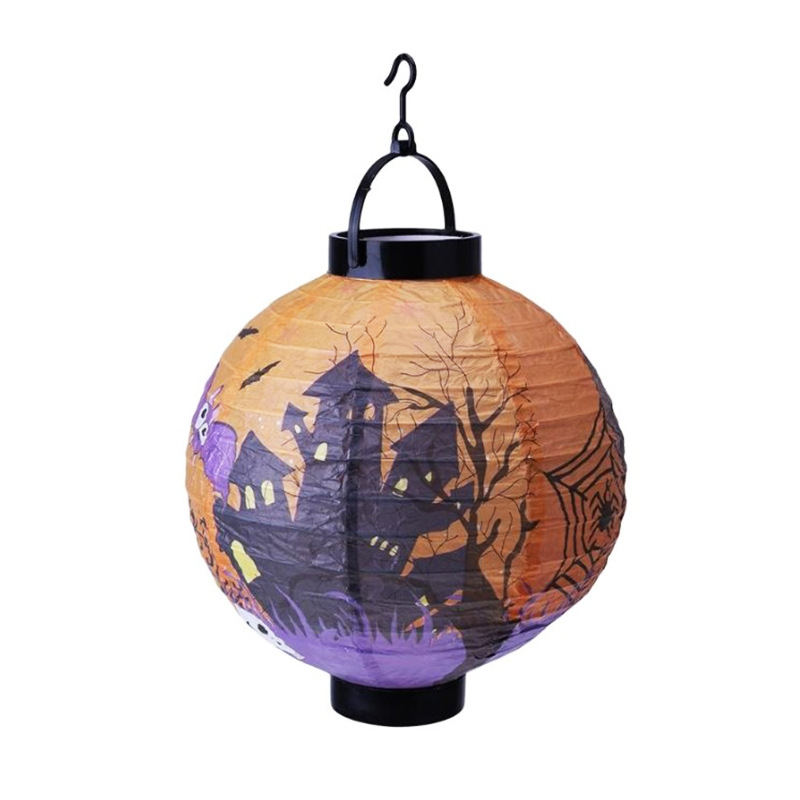 Halloween Pumpkin Chinese Lantern Ghost Festival Haunted House Venue Layout Props Portable Lamp Hanging Luminous Lantern Pendant