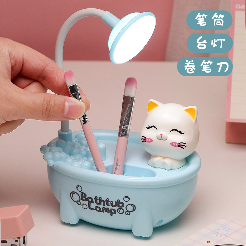Factory Direct Sales Bathtub Creative Cartoon Desk Lamp USB Charging Small Night Lamp Multi-Function Mobile Phone Holder Cubby Lamp