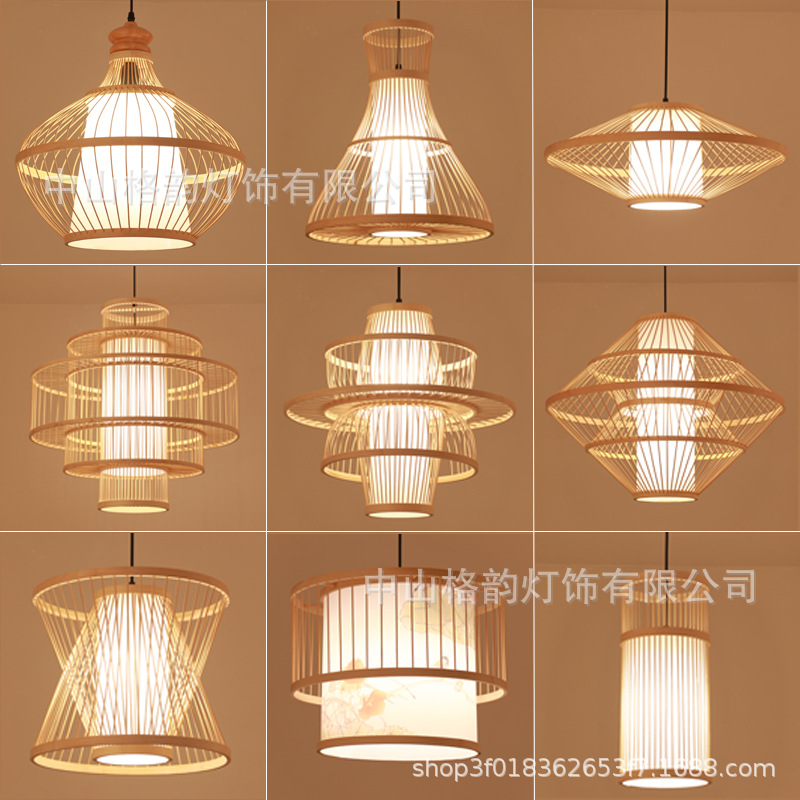 New Chinese Style Tea House Famous House Handmade Bamboo Artwork Bamboo Restaurant Chandelier Restaurant Hot Pot Restaurant Farm Hotel Pastoral Lantern