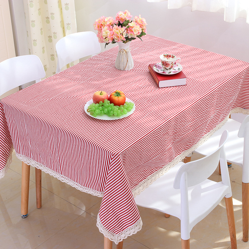 Taobao direct new cloth art cotton and linen striped tablecloth fashion simple table cloth factory home custom wholesale