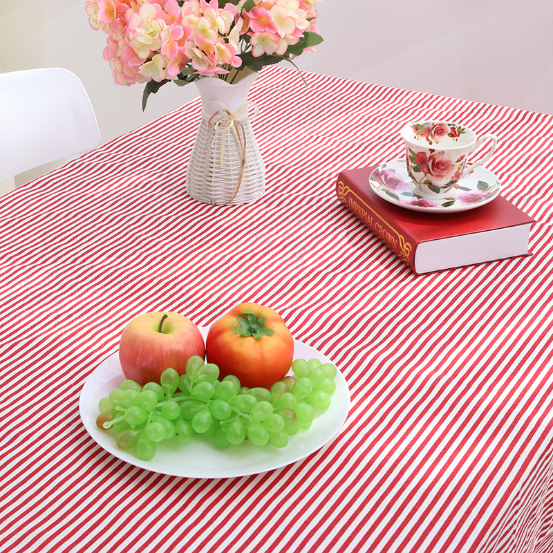 Taobao direct new cloth art cotton and linen striped tablecloth fashion simple table cloth factory home custom wholesale