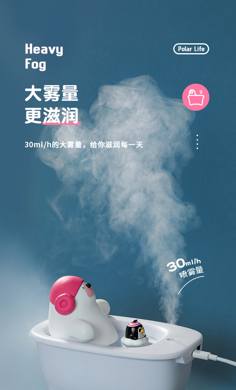 New Polar Species Bear Bathtub Mini Air Humidifier Cute Pet Household Bedroom Noiseless Small Spray New Polar Species Bear Bathtub Mini Air Humidifier Cute Pet Household Bedroom Noiseless Small Spray