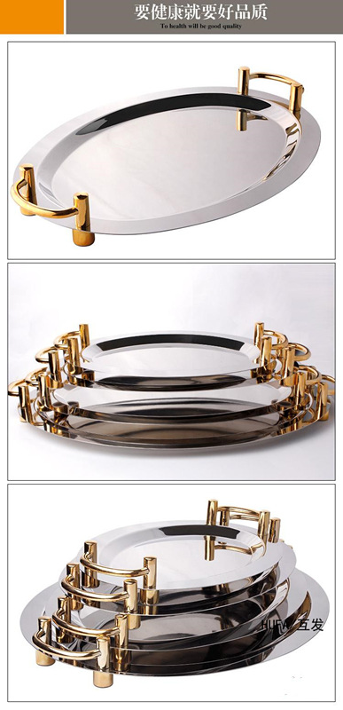 Hotel supplies round mirror plate European fruit tray plate buffet