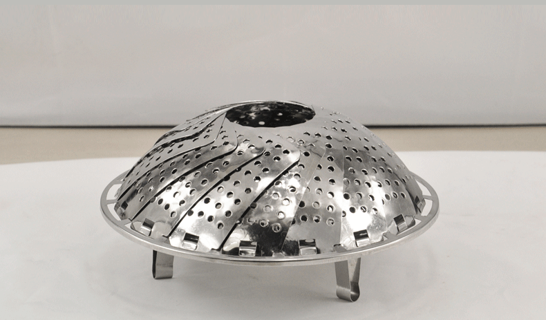 Magnetic stainless steel lotus steamed plate with variable magic fruit tray telescopic folding steamer basket fruit tray