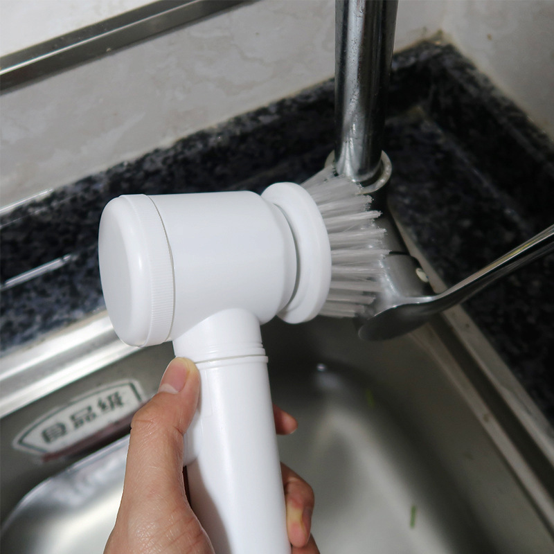 5in1 Bathtub Electric Cleaning Brush Bathtub Brush Bathtub Brush Kitchen Bathroom Lazy Glass Short Handle Brush