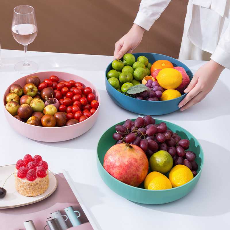 3823 Fruit Plate Living Room Fruit Basket Coffee Table Fruit Pot Plastic Candy Plate Dried Fruit Tray Office Snack Dish Small Fruit Tray
