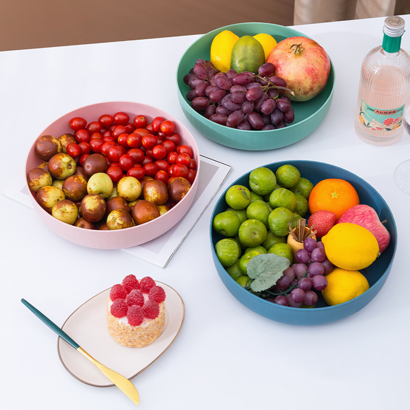 3823 Fruit Plate Living Room Fruit Basket Coffee Table Fruit Pot Plastic Candy Plate Dried Fruit Tray Office Snack Dish Small Fruit Tray
