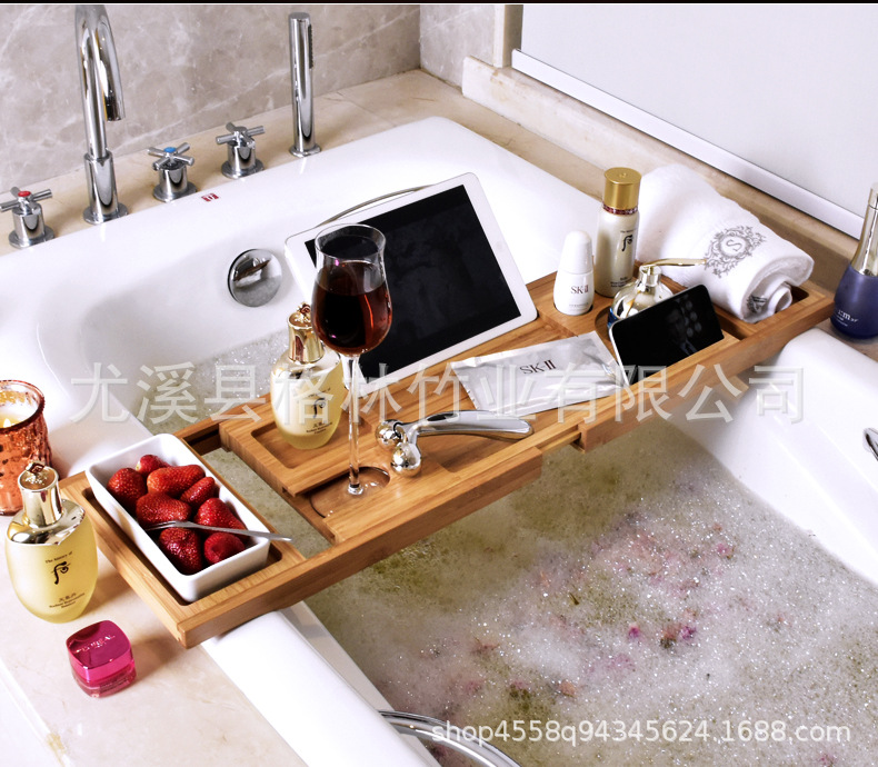 Bathtub Rack Retractable Storage Rack Bathroom Storage Rack Bathtub Storage Board Multifunctional Bathtub Bath Rack