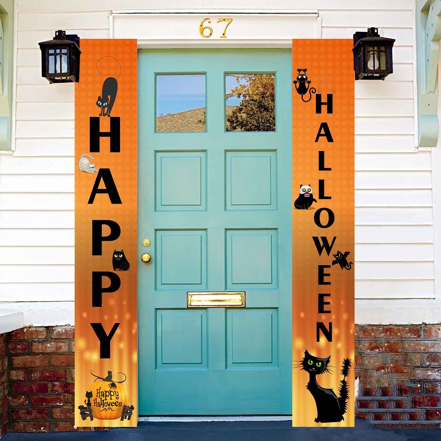 Hot Halloween Couplet Door Width Pumpkin Door Curtain Flag Halloween Monster Door Sticker 30 180cm