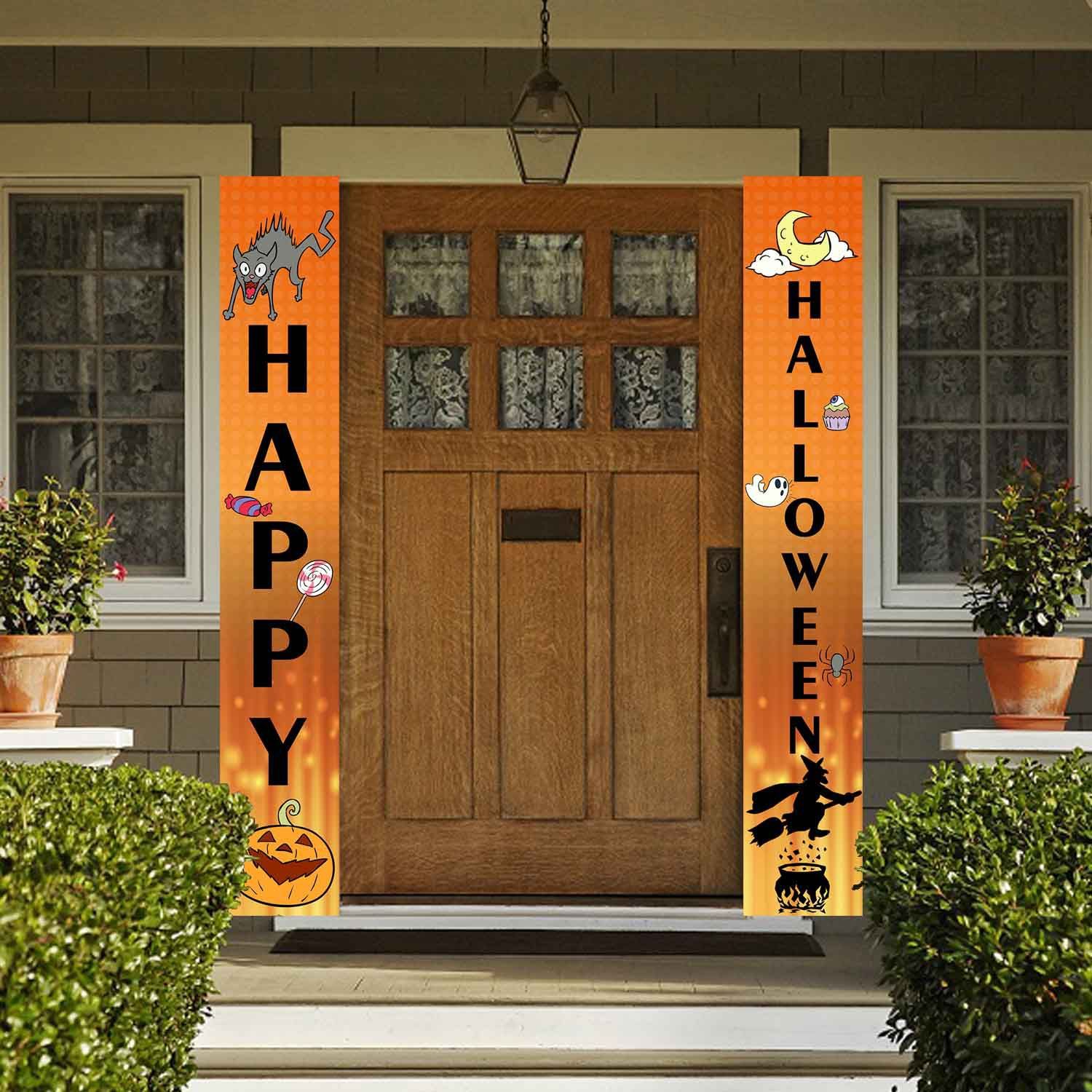 Hot Halloween Couplet Door Width Pumpkin Door Curtain Flag Halloween Monster Door Sticker 30 180cm