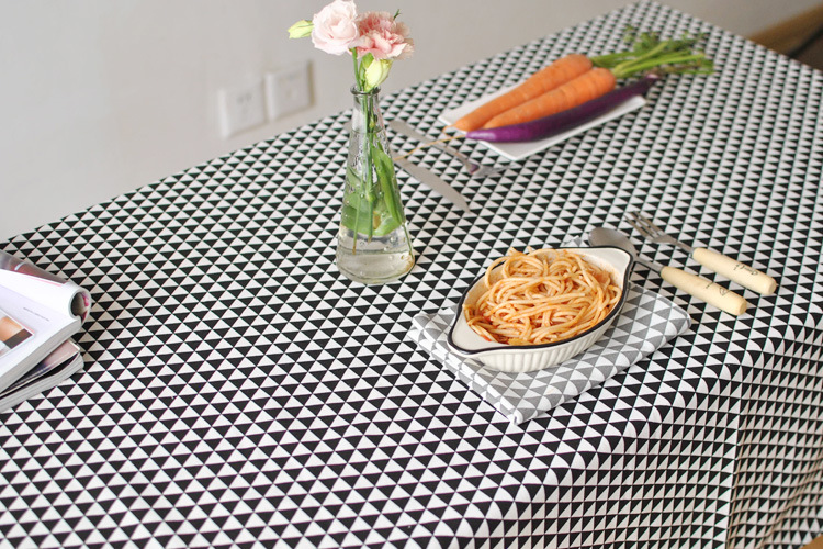 Geometric black triangle tablecloth waterproof linen European tablecloth table cloth