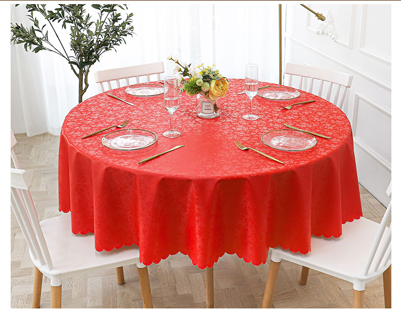 Waterproof Heat Proof and Oil-Proof Disposable round Tablecloth Hotel Hotel Tablecloth Fabric Household PVC Thickened