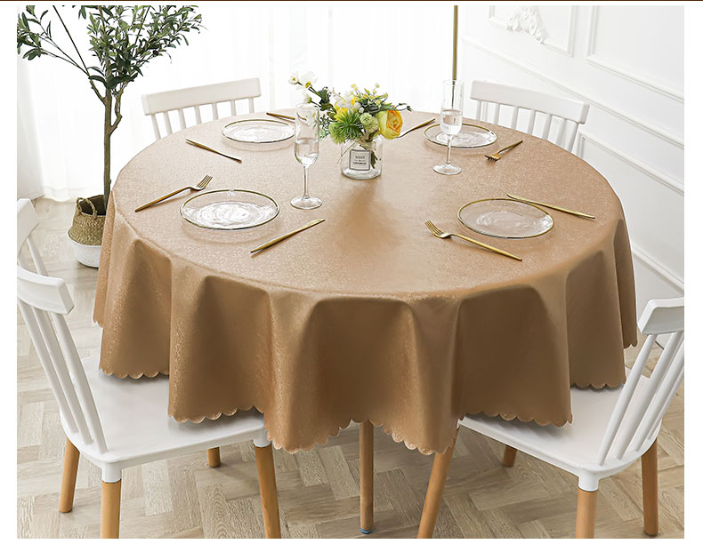 Waterproof Heat Proof and Oil-Proof Disposable round Tablecloth Hotel Hotel Tablecloth Fabric Household PVC Thickened