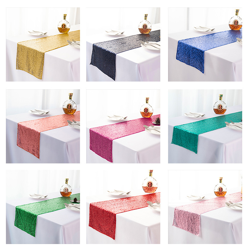 Batch Supply New 3-Li Full Version Sequined Embroidered Table Runner Starry Table Runner Mediterranean Sequin Table Flag