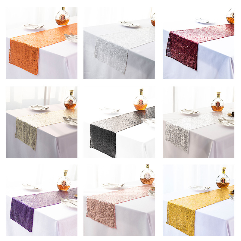 Batch Supply New 3-Li Full Version Sequined Embroidered Table Runner Starry Table Runner Mediterranean Sequin Table Flag