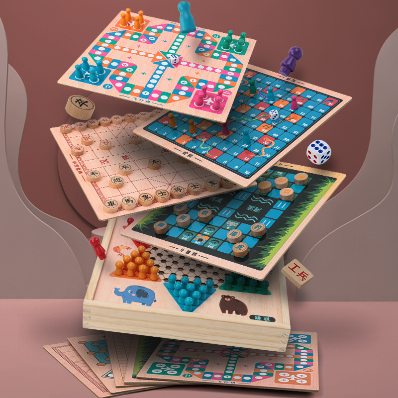 Aeroplane Chess Five-in-a-Row Checkers Army Flag Chess Multifunctional Game Chess Child Parent-Child Interaction Desktop Educational Toys