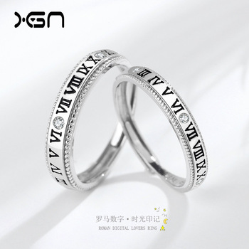 S925 Sterling Silver Qian Duo Fortune Mahjong Ring Female Retro Distressed Ins Trend Thirteen Creative Index Finger Ring