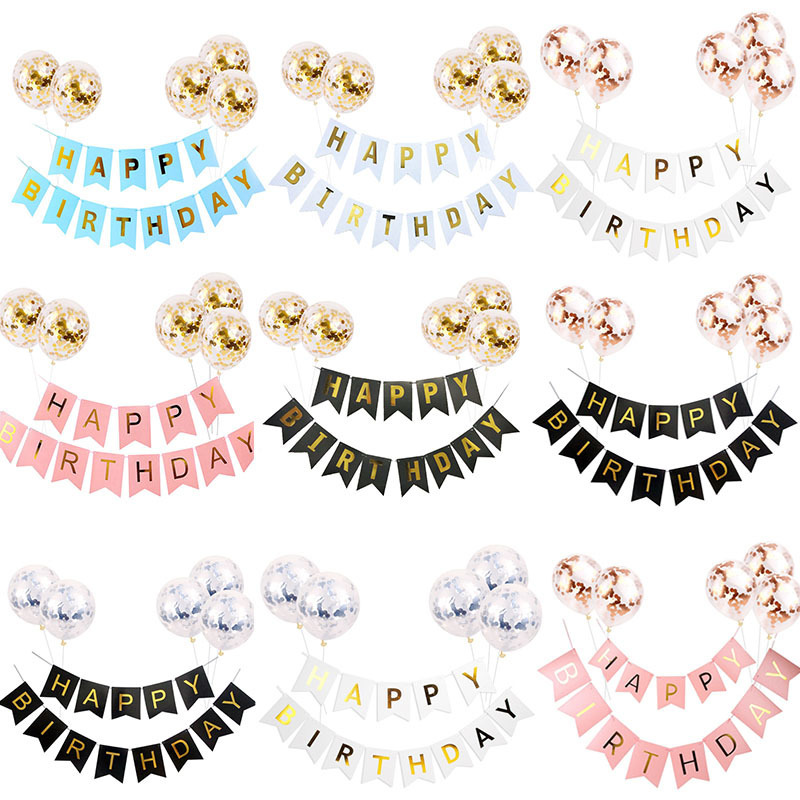 Cross-Border 5 Sequin Balloons + Gilding Birthday Flag String Suit Happy Birthday Birthday Letter Bunting Cross-Border 5 Sequin Balloons + Gilding Birthday Flag String Suit Happy Birthday Birthday Letter Bunting