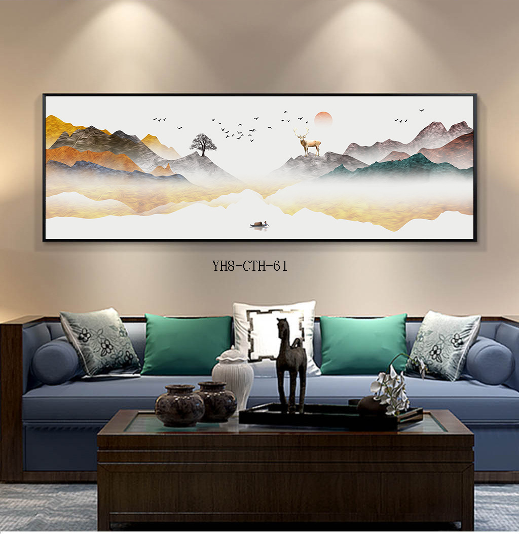 Modern Minimalist Living Room Wall Slightly Luxury Painting Horizontal Office Bedroom Decorative Painting Fortune Deer Sofa Background Painting