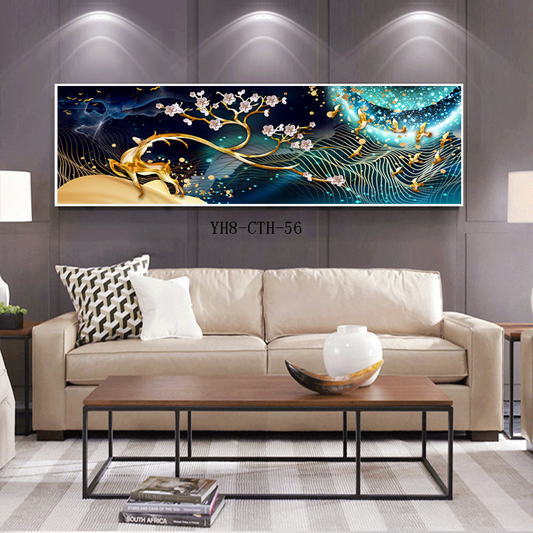 Modern Minimalist Living Room Wall Slightly Luxury Painting Horizontal Office Bedroom Decorative Painting Fortune Deer Sofa Background Painting