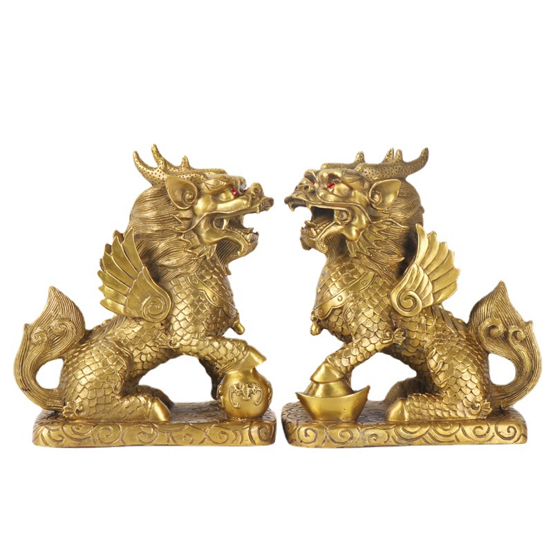 Yang Tongji Pure Copper Kylin Copper Fortune Wealth and Luck Kirin Copper Ware Wholesale Crafts Gift Home Decoration