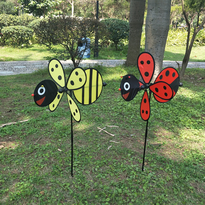 Double-Layer Sequined Windmill Cartoon Colorful Children's Park Stall Night Market Toy Six-Color Cloth Double-Layer Flag Windmill
