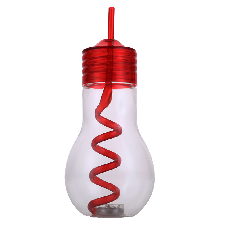 Cross-Border Luminous Bulb with Light Creative Disposable Plastic Cup Children&#039;s Straw Scenic Spot Milk Tea and Beverage Cup Manufacturer