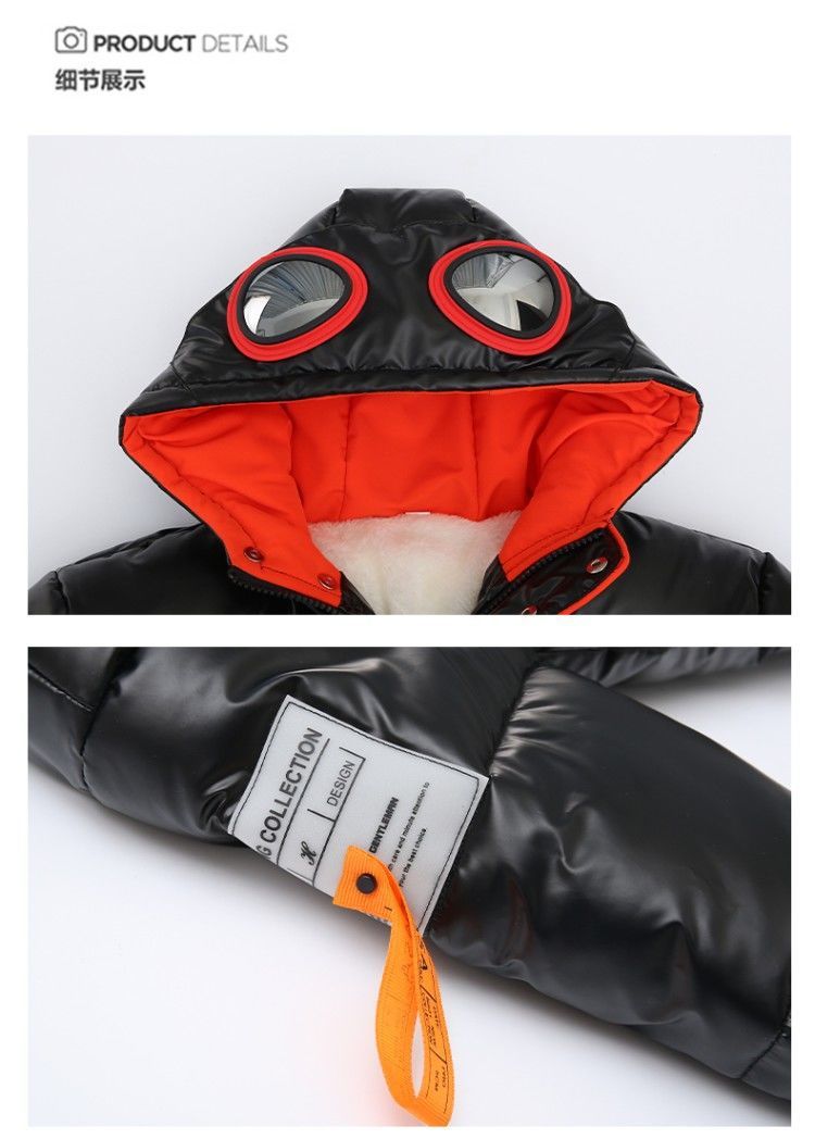 2021 New Boys' Mid-Length Glossy Disposable down Jacket Medium and Big Children Handsome Thick Winter Coat Cotton-Padded Jacket