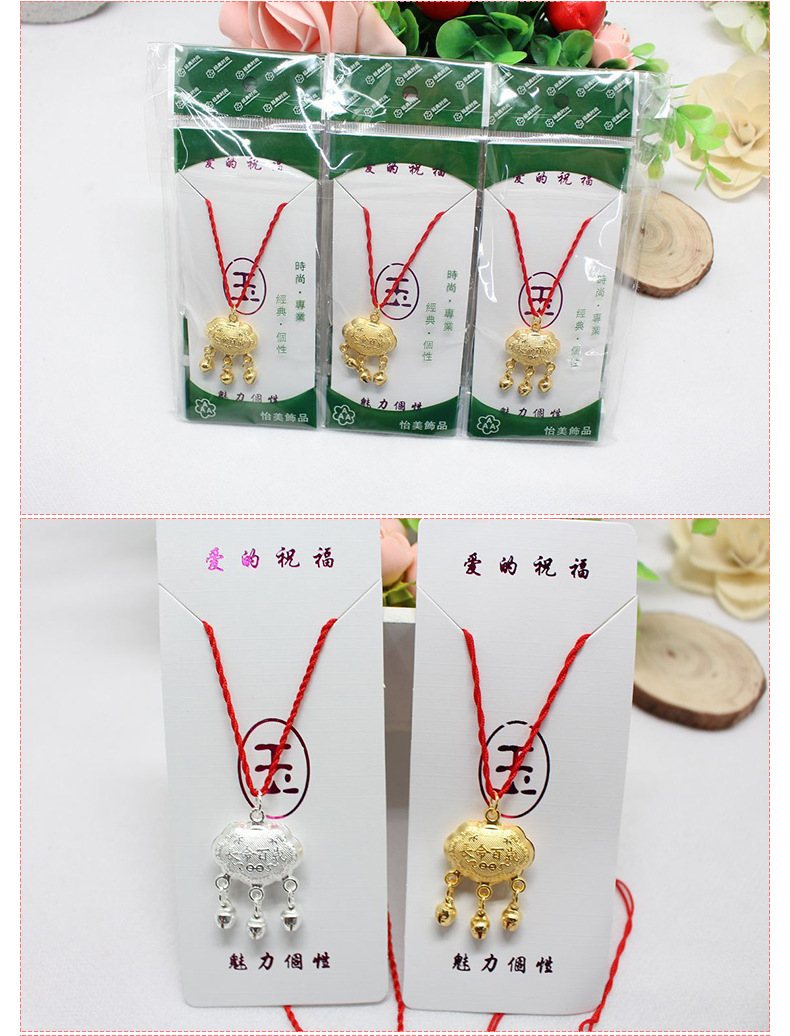 Ethnic Style Necklace Red Rope Longevity Lock Fortune Lock Long Life Safe Trip Lock Factory Direct Sales