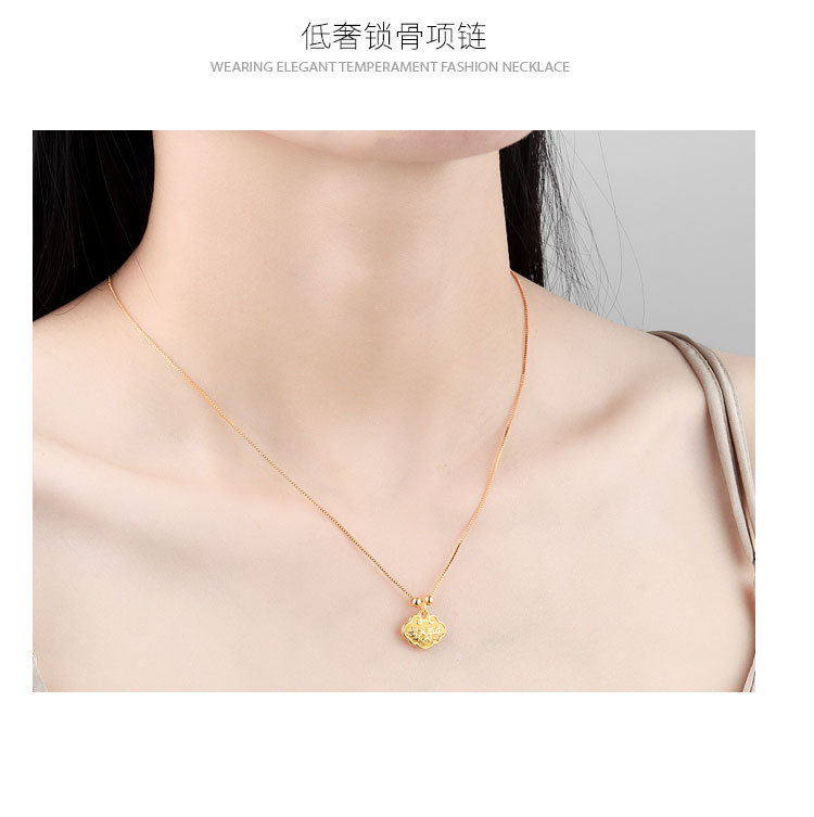 Placer Gold Jewelry Ancient French Gold DIY Accessories Long Life Fortune Lock Pendant Bell Accessory in Stock Wholesale