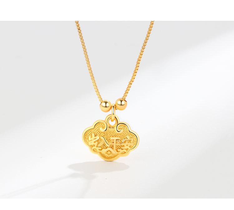 Placer Gold Jewelry Ancient French Gold DIY Accessories Long Life Fortune Lock Pendant Bell Accessory in Stock Wholesale