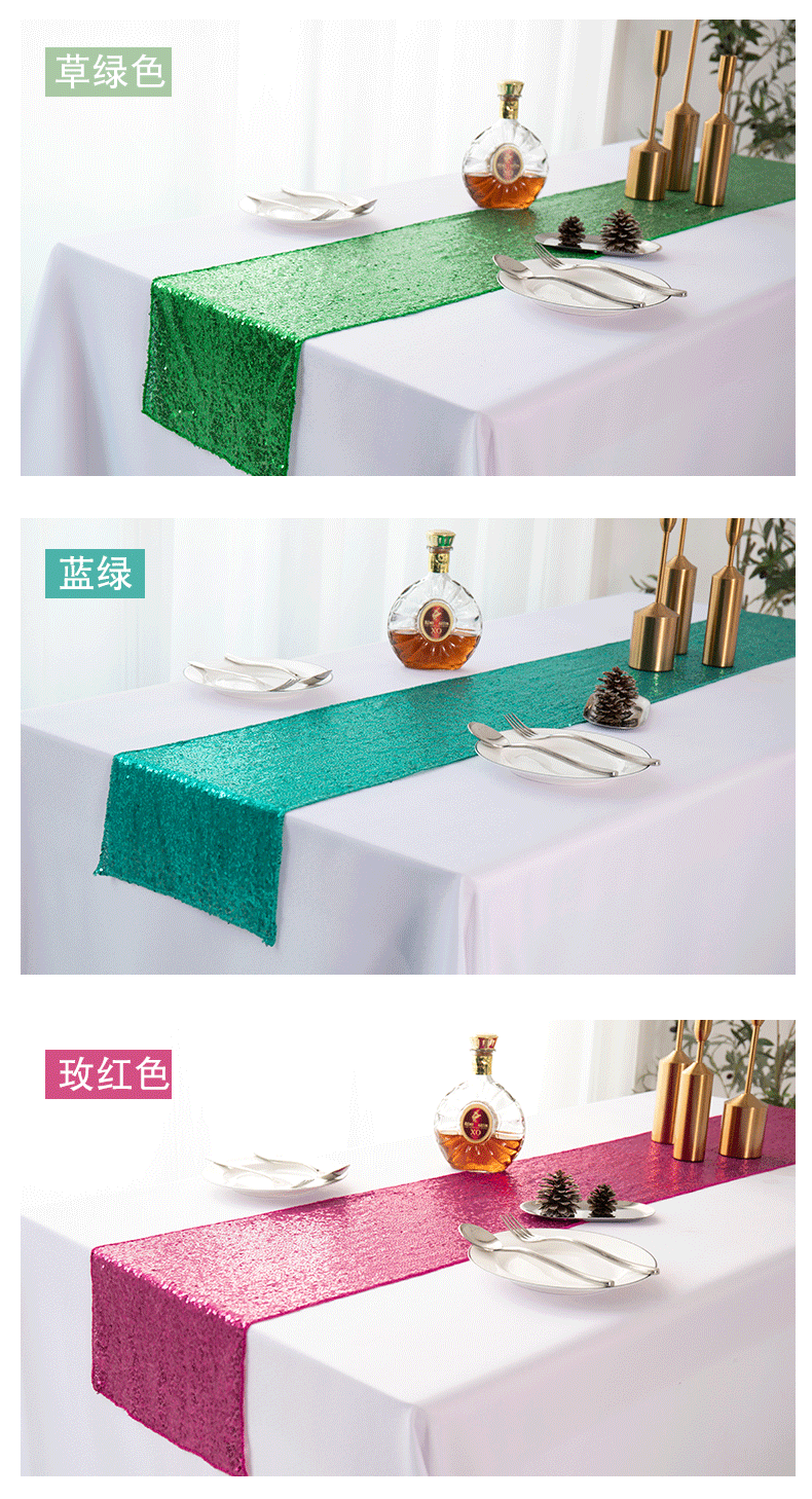 Batch of New 3 Full Version Sequined Embroidered Table Flag Starry Table Flag Mediterranean Sequin Table Flag