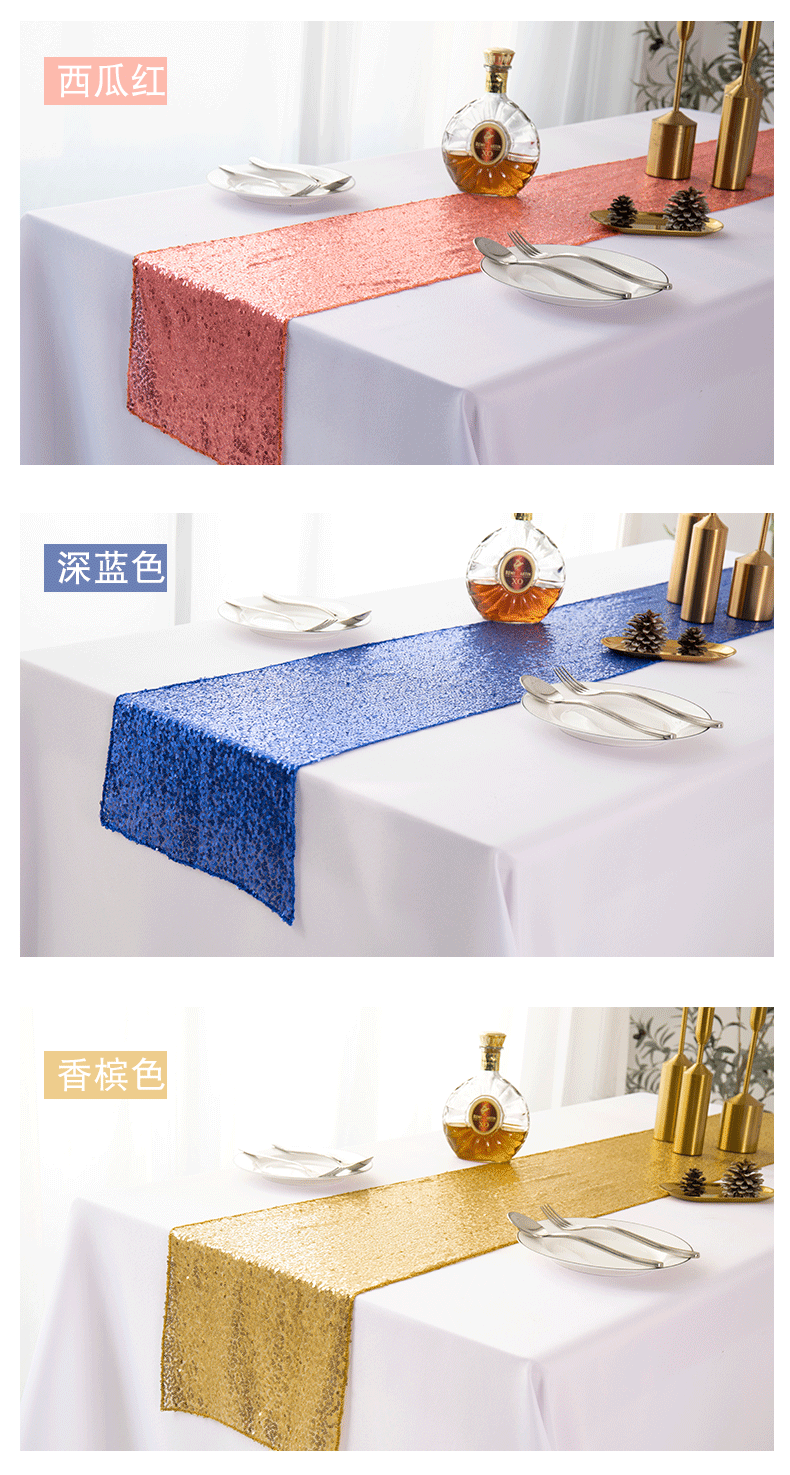 Batch of New 3 Full Version Sequined Embroidered Table Flag Starry Table Flag Mediterranean Sequin Table Flag