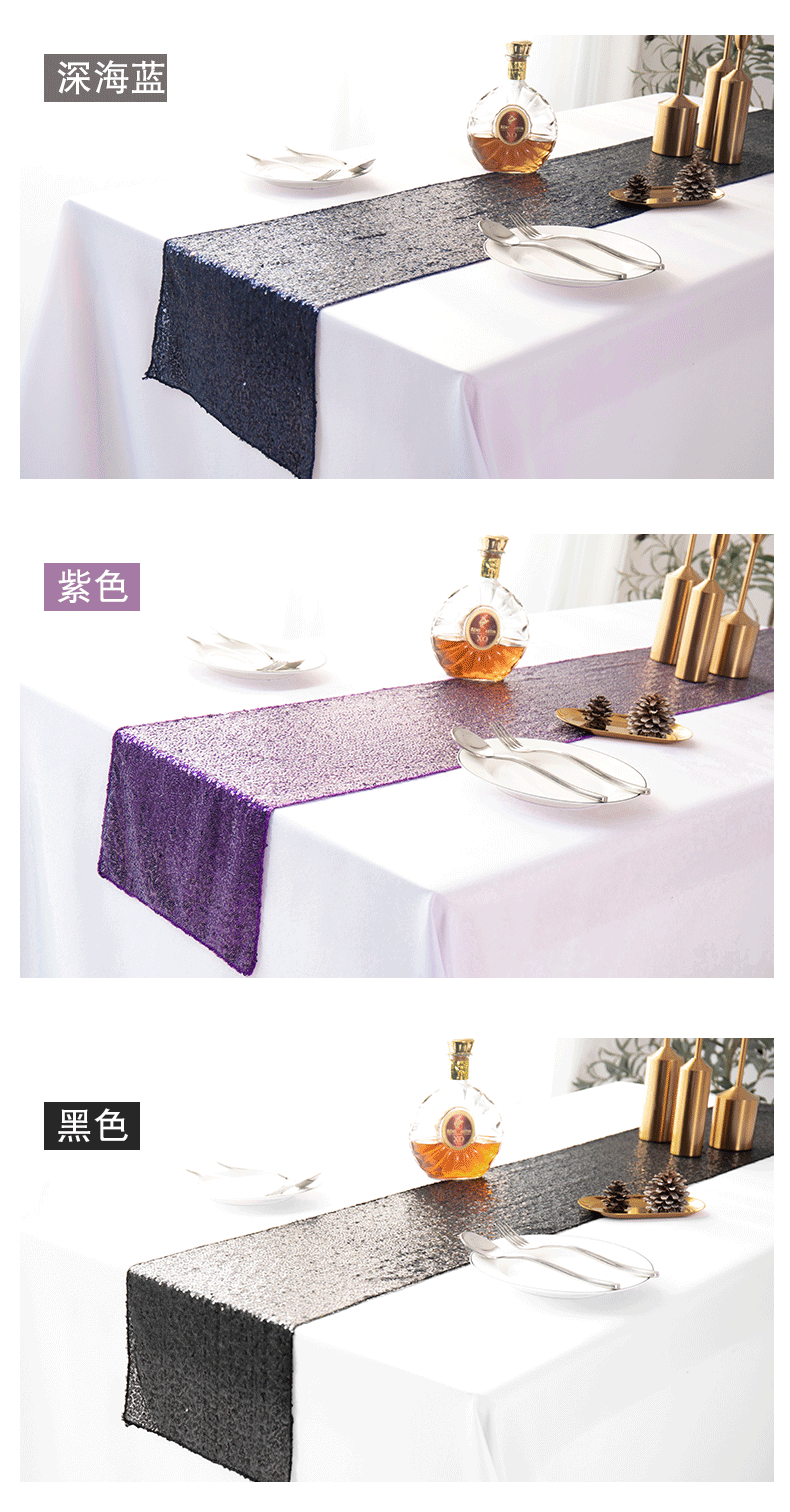 Batch of New 3 Full Version Sequined Embroidered Table Flag Starry Table Flag Mediterranean Sequin Table Flag