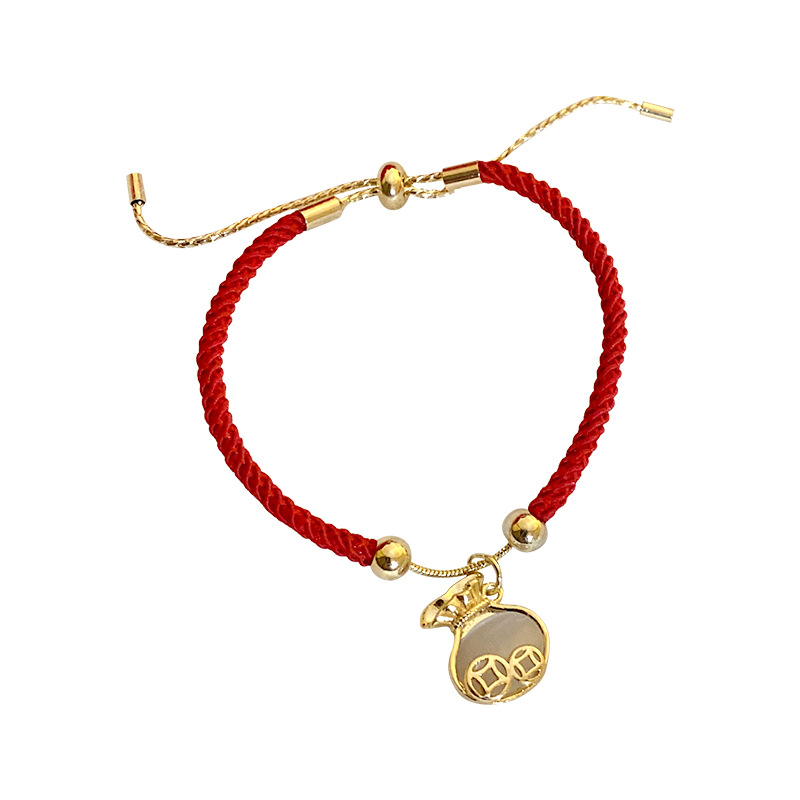 2021 New Year of the Year of the Tiger Red Rope Bracelet Female Woven Hand Strap Couple Fortune Red Chinese New Year Bracelet Female