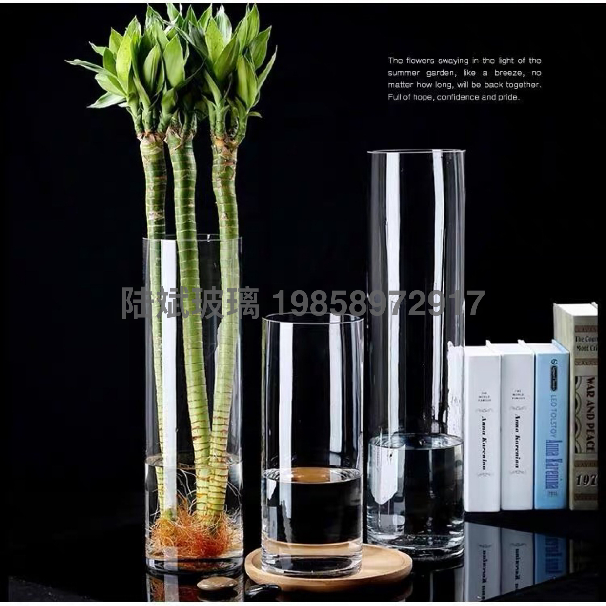 Bamboo Glass Vase Transparent High Water Bamboo Lucky Bamboo Dragon Bamboo Fortune Bamboo for Florists Cylindrical Straight