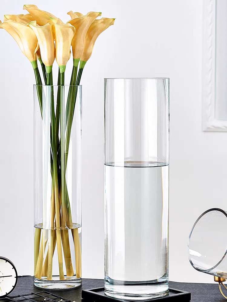 Bamboo Glass Vase Transparent High Water Bamboo Lucky Bamboo Dragon Bamboo Fortune Bamboo for Florists Cylindrical Straight