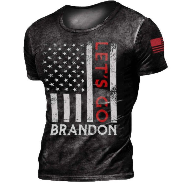 Retro Printed 2022 European and American European Size Cross-Border Hot Selling Short Sleeve Source Factory Spot Men's Clothing American Flag Hip Hop Retro Printed 2022 European and American European Size Cross-Border Hot Selling Short Sleeve Source Factory Spot Men's Clothing American Flag Hip Hop